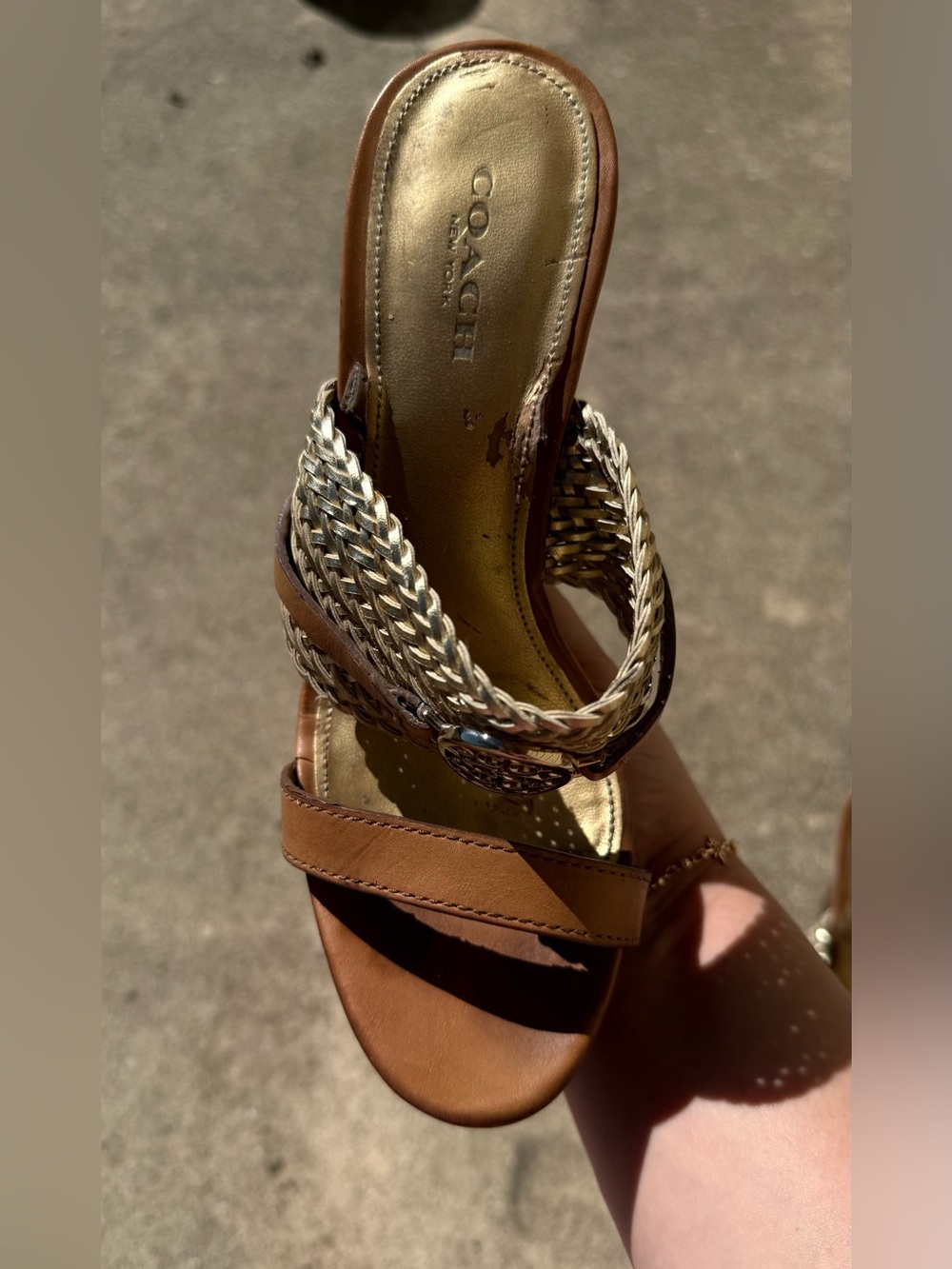 Coach Beatriz Women Size 6B Metallic Gold Wedge Heel Platform Sandal - Picture 7 of 10